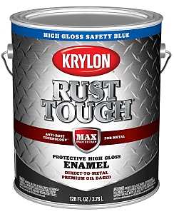 Krylon Rust Tough K09741008 Enamel Paint, Gloss Sheen, Safety Blue, 1 gal, 400 sq-ft/gal Coverage Area, Pack of 4