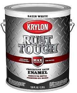Krylon Rust Tough K09732008 Rust Preventative Paint, Satin, White, 1 gal, 400 sq-ft/gal Coverage Area, Pack of 4