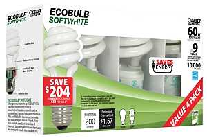 Feit Electric ESL13T/4 Compact Fluorescent Bulb, 13 W, Spiral Lamp, Medium E26 Lamp Base, 900 Lumens, 2700 K Color Temp