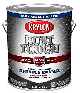 Krylon Rust Tough K09749008 Enamel Paint, Satin Sheen, Pastel Tint, 1 gal, 400 sq-ft/gal Coverage Area, Pack of 4