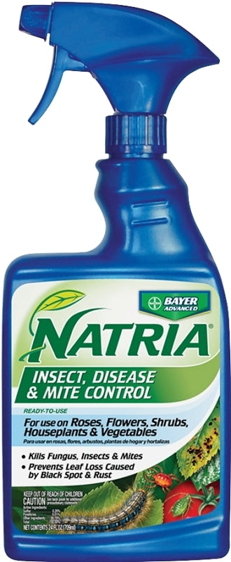 Natria 707100D RTU Insecticide, Liquid, Spray Application, Flowers, Houseplants, Roses, Shrubs, Vegetables, 24 oz