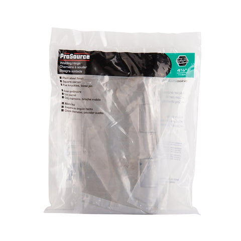 ProSource LR-023-PS Door Hinge, 4-1/2 in W Door Leaf, 4-1/2 in H Door Leaf, 3.4 mm Thick Door Leaf, Steel, Plain Steel