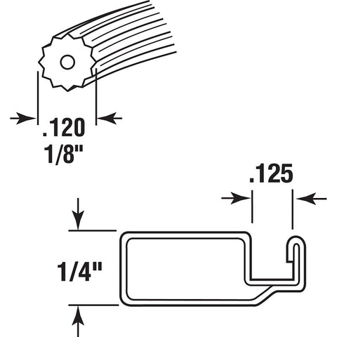 Make-2-Fit P 7516 Screen Retainer Spline, 0.12 in D, 25 ft L, Vinyl, Black, Round