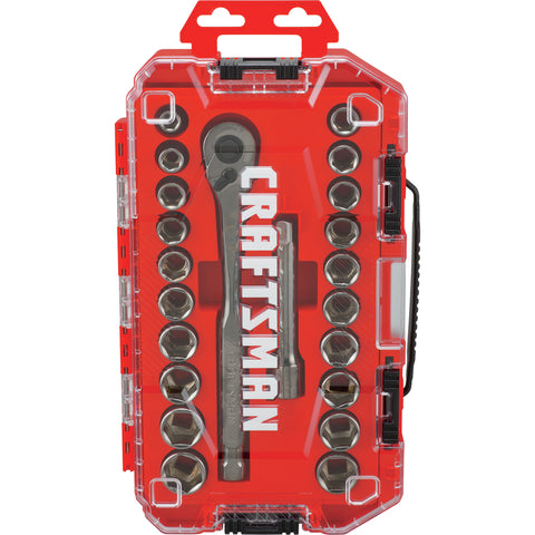Craftsman 1/2 in. drive Metric and SAE 6 Point Socket and Ratchet Set 22 pc
