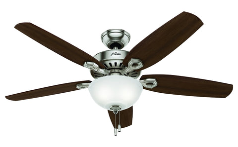 Hunter 53090 Ceiling Fan, 5110 cfm Air, 5-Blade, Brazilian Cherry/Stained Oak Blade, 52 in Sweep