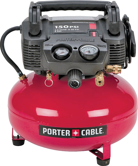 Porter-Cable C2002 Portable Air Compressor, Electric, 6 gal Tank, 0.8 hp, 120 V, 150 psi Pressure, 1-Stage