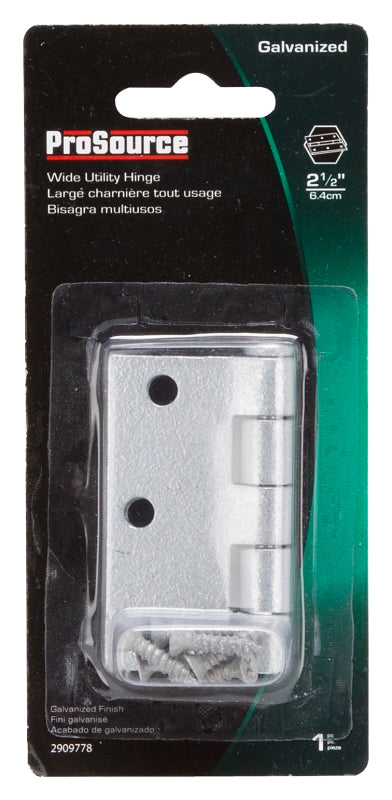 ProSource LR-043-PS Utility Hinge, Steel, Zinc, Removable Pin, 180 deg Range of Motion, Full Mortise Mounting