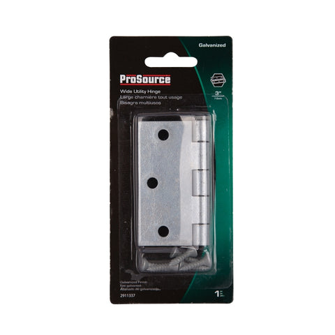 ProSource LR-044-PS Utility Hinge, Steel, Galvanized, Removable Pin, 180 deg Range of Motion, Full Mortise Mounting