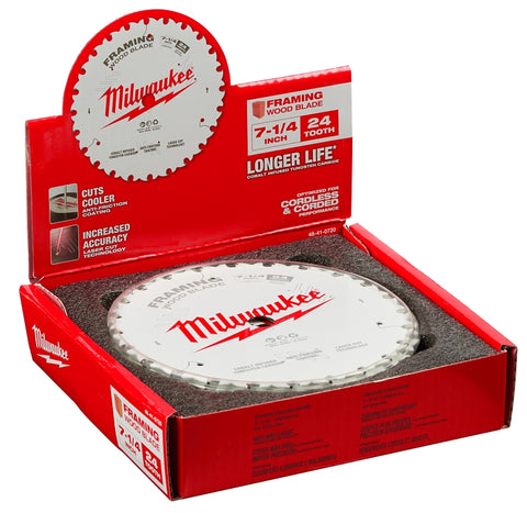 Milwaukee 48-41-0720 Circular Saw Blade, 7-1/4 in Dia, 5/8 in Arbor, Cobalt/Tungsten Carbide Cutting Edge, 10/PK