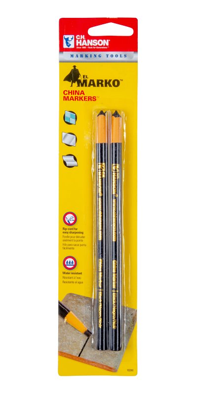 CH Hanson 10260 China Marker, Black, 6-3/4 in L, Pack of 12