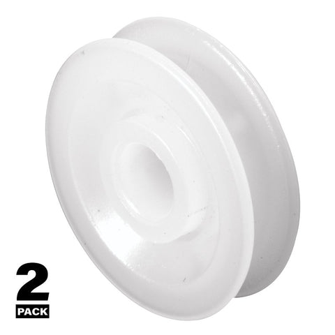 Prime-Line B 552 Door Roller, 1 in Dia Roller, 9/32 in W Roller, Nylon, White, 2-Roller, Bottom Mounting