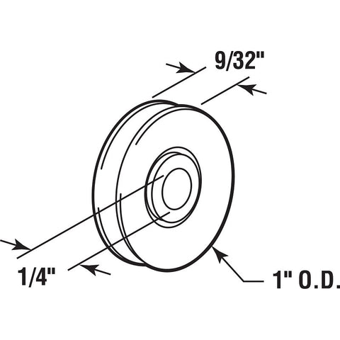 Prime-Line B 552 Door Roller, 1 in Dia Roller, 9/32 in W Roller, Nylon, White, 2-Roller, Bottom Mounting