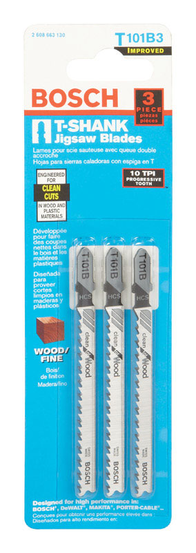 Bosch 4 in. Metal T-Shank Ground teeth and taper ground back Jig Saw Blade 10 TPI 3 pk