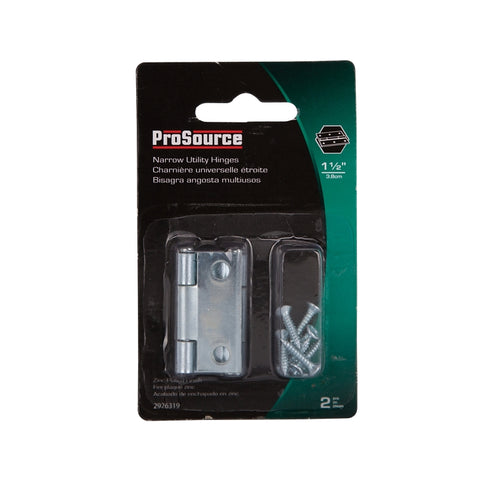 ProSource LR-053-PS Utility Hinge, Steel, Zinc, Removable Pin, 180 deg Range of Motion, Full Mortise Mounting