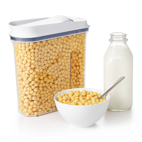 Oxo 11114000 Cereal Dispenser, 3.4 qt Capacity, Plastic/Silicone, Clear, 10.2 in L, 4.3 in W, 10-1/2 in H