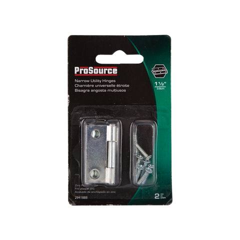 ProSource LR-048-PS Cabinet Hinge, Steel, Zinc, Fixed Pin, 180 deg Range of Motion, Full Mortise Mounting, 7 (Pair) lb