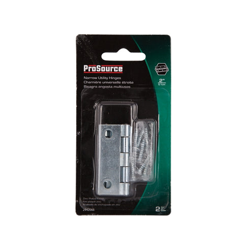 ProSource LR-049-PS Cabinet Hinge, Steel, Zinc, Fixed Pin, 180 deg Range of Motion, Full Mortise Mounting, 10 (Pair) lb
