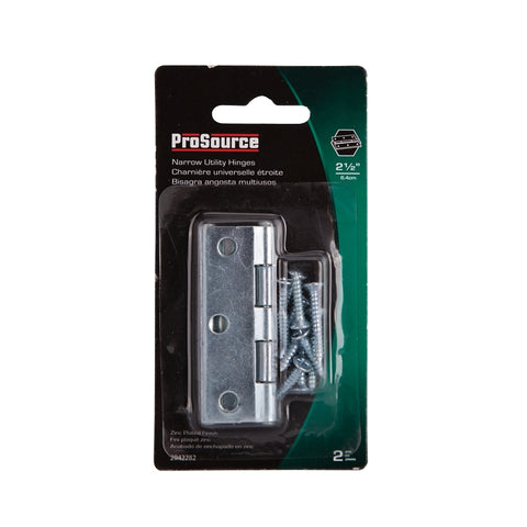 ProSource LR-050-PS Cabinet Hinge, Steel, Zinc, Fixed Pin, 180 deg Range of Motion, Full Mortise Mounting, 20 (Pair) lb