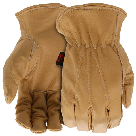 Boss B81041-XL Work Gloves, Men's, XL, Keystone Thumb, Slip-On Cuff, Cowhide Leather, Natural
