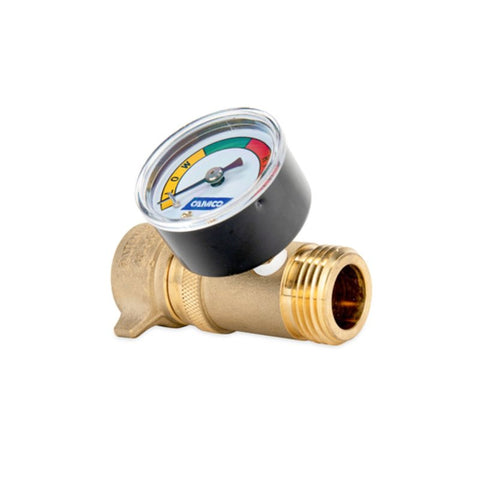 Camco USA 40063 Water Pressure Regulator with Gauge, Threaded, 125 psi Pressure, Brass