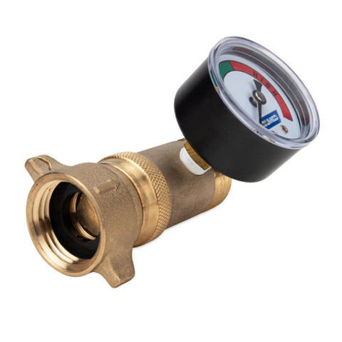 Camco USA 40063 Water Pressure Regulator with Gauge, Threaded, 125 psi Pressure, Brass