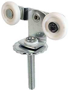 Prime-Line N 6529 Roller Assembly, 1 in Dia Roller, 1/4 in W Roller, Nylon/Steel, Silver, 2-Roller, 60 lb