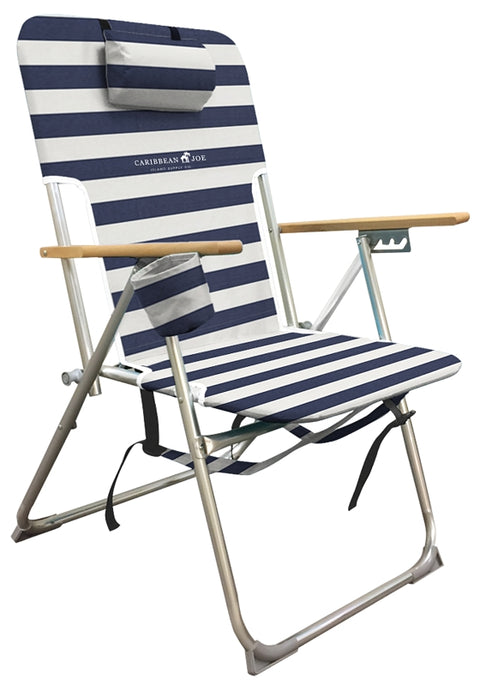 Caribbean Joe CJ-7779 Beach Chair, 25 in W, 23 in D, 35-1/2 in H, Aluminum/Steel Frame, Polyester Seat, Pack of 4