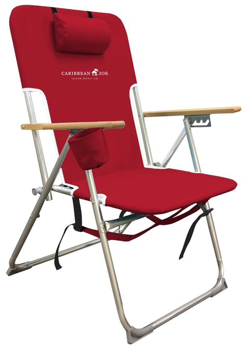 Caribbean Joe CJ-7779 Beach Chair, 25 in W, 23 in D, 35-1/2 in H, Aluminum/Steel Frame, Polyester Seat, Pack of 4