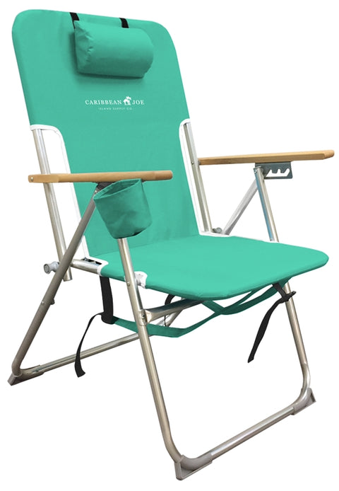 Caribbean Joe CJ-7779 Beach Chair, 25 in W, 23 in D, 35-1/2 in H, Aluminum/Steel Frame, Polyester Seat, Pack of 4