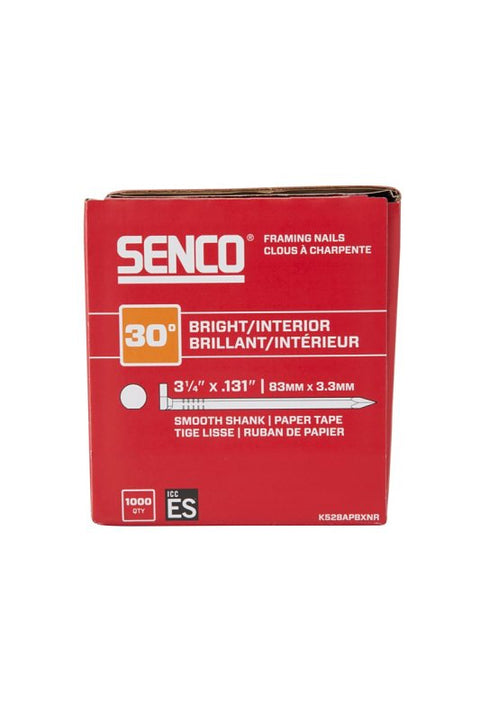Senco K528APBXNR Paper Tape Nail, 3-1/4 in L, Sencote-Coated, ProHead Head, Smooth Shank