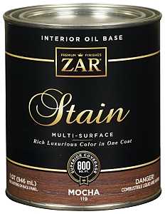 ZAR 11912 Wood Stain, Mocha, Liquid, 1 qt, Can