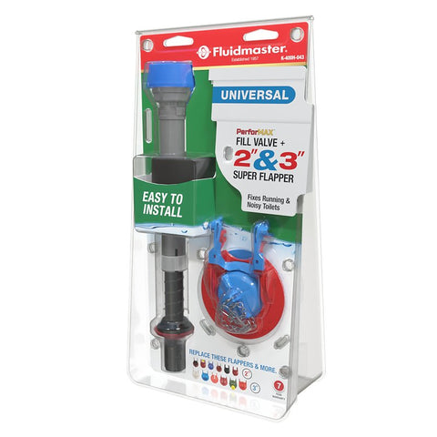 Fluidmaster PerforMAX Series K-400H-043-T4 Fill Valve and Flapper Kit, Plastic/Rubber Body, Multi-Color