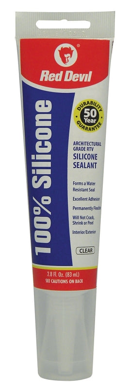 Red Devil Shell Box Red Devil 0820 Silicone Sealant, Clear, -60 to 400 deg F, 2.8 oz Squee ...