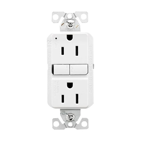 Eaton TRGF15W-WP Self-Test GFCI Receptacle, 125 V, 15 A, NEMA: NEMA 5-15R, Back, Side Wiring, White