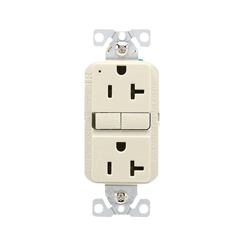 Eaton TRGF20LA Tamper-Resistant Self-Test GFCI Receptacle, 125 V, 20 A, NEMA: NEMA 5-20R, Back, Side Wiring