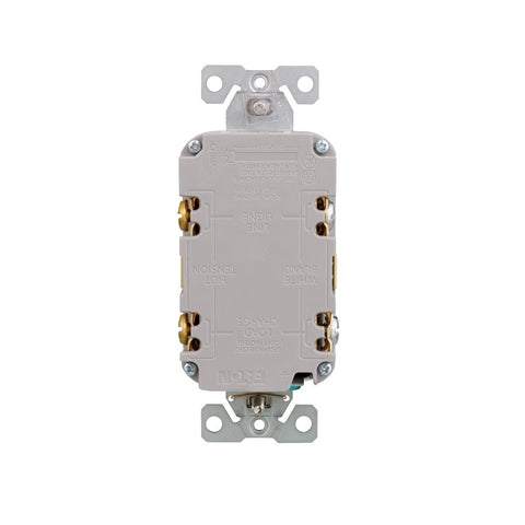 Eaton TRGF20V Tamper-Resistant Self-Test GFCI Receptacle, 125 V, 20 A, NEMA: NEMA 5-20R, Back, Side Wiring, Ivory