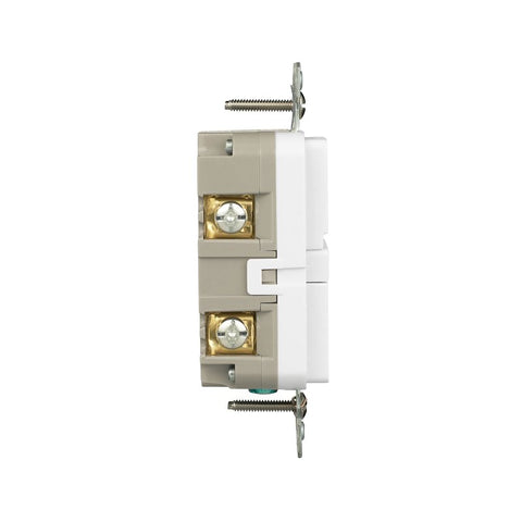 Eaton TRGF20W Tamper-Resistant Self-Test GFCI Receptacle, 125 V, 20 A, NEMA: NEMA 5-20R, Back, Side Wiring, White