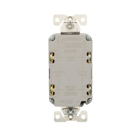 Eaton TWRGF15W Self-Test GFCI Receptacle, 125 V, 15 A, NEMA: NEMA 5-15R, Back, Side Wiring, White