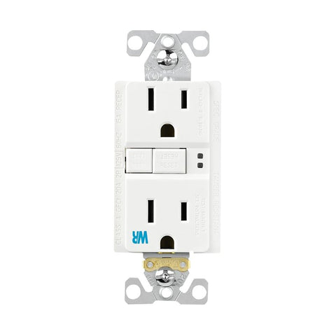 Eaton TWRGF15W Self-Test GFCI Receptacle, 125 V, 15 A, NEMA: NEMA 5-15R, Back, Side Wiring, White