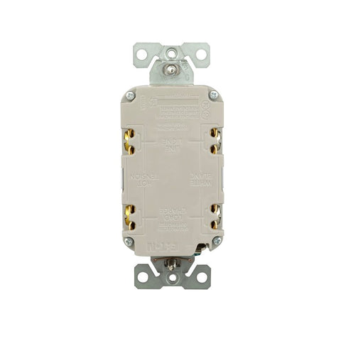 Eaton TWRGF20W Self-Test GFCI Receptacle, 125 V, 20 A, NEMA: NEMA 5-20R, Back, Side Wiring, White