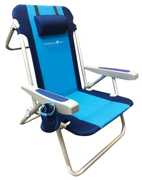 Caribbean Joe CJ-7781 Backpack Chair w/Pillow, 20 in W, 25-1/2 in D, 32-1/2 in H, Aluminum Frame, Polyester Seat