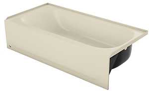 Bootz Aloha 011-4364-06/2364 Series Bathtub, Right Drain Location, 60 in L, 30 in W, 14-1/4 in H, Porcelain/Steel, Bone