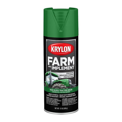 Krylon K01932000 Farm Equipment Spray, High-Gloss, Green, 12 oz Can