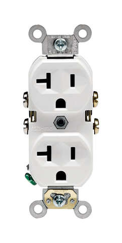 Leviton 20 amps 125 V Duplex White Outlet 5-20R 1 pk