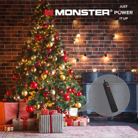 Monster Just Power It Up 2 ft. L 6 outlets Surge Protector Black 400 J