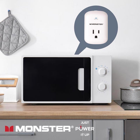 Monster Just Power It Up 0 ft. L 1 outlets Wall Tap Surge Protector White 1200 J