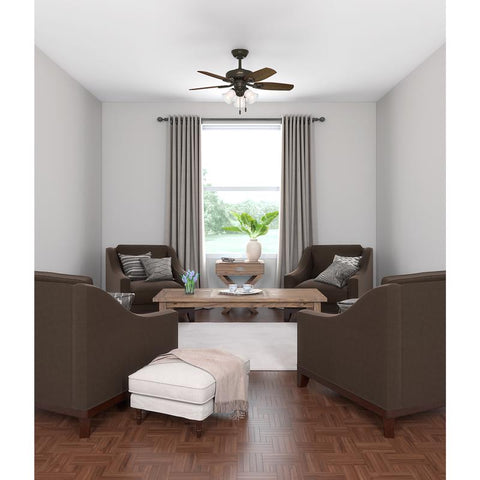 Hunter 52107 Ceiling Fan, 5-Blade, Brazilian Cherry/Harvest Mahogany Blade, 42 in Sweep, Fiberboard Blade, 3-Speed