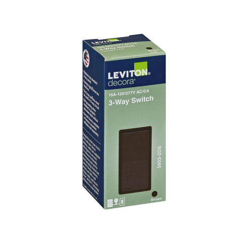 Leviton Decora 15 amps Three Pole Rocker AC Quiet Switch Brown 1 pk