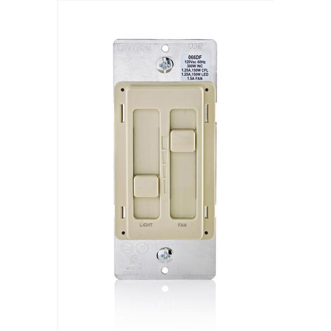 Leviton Decora SureSlide Ivory Fan/LED Dimmer Slide Switch 1 pk