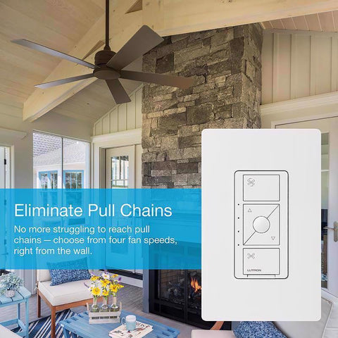 Lutron Caseta 1.5 amps Single Pole Wireless Smart-Enabled Fan Control White 1 pk
